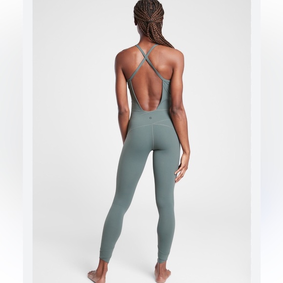 Athleta Pirouette Full Length Bodysuit in Metropolis Grey (Sage Green) Size M - Picture 2 of 13